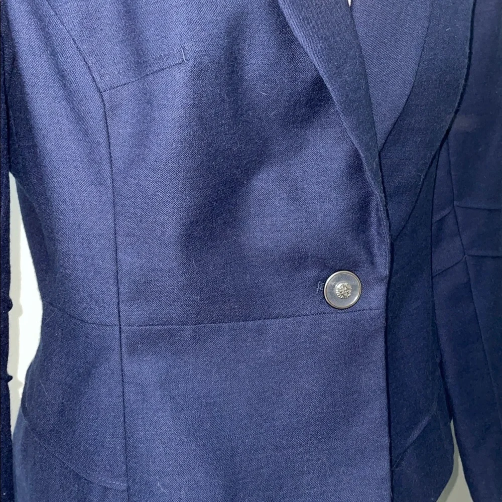 J G Hook Vintage Wool Lined Navy Blue Women's Blazer. Size 12. Tailored Waist.